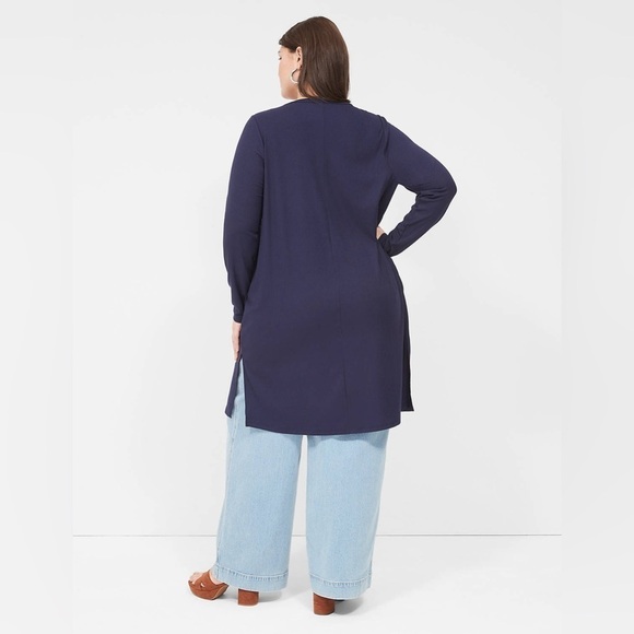Lane Bryant Women’s Cardigan Blue Open Front Longline Contemporary Preppy - Picture 4 of 14